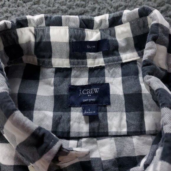 J. Crew Slim Fit Oxford Check Button Shirt Long Sleeve Mens Size L Large - Picture 3 of 8